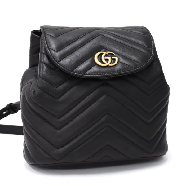 5000049884101967 1 Gucci Backpack Mini Rucksack GG Marmont Quilted V Stitch Leather Black