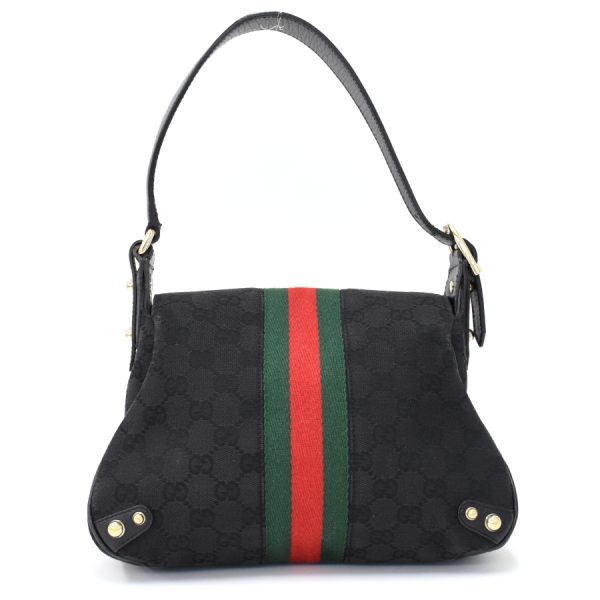 5000049884102143 3 Gucci GG Canvas Horsebit Handbag Black Sherry Line Web Red Green