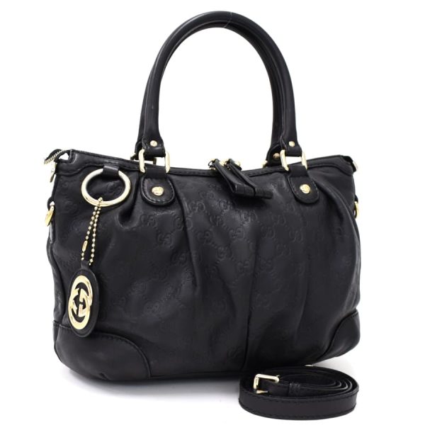 5000049884102521 1 Gucci Sookie 2way Handbag GG Guccisima Leather Black