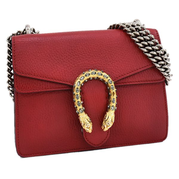 5000049884102837 1 Gucci Duonissos Chain Shoulder Bag Double Flap Leather Red