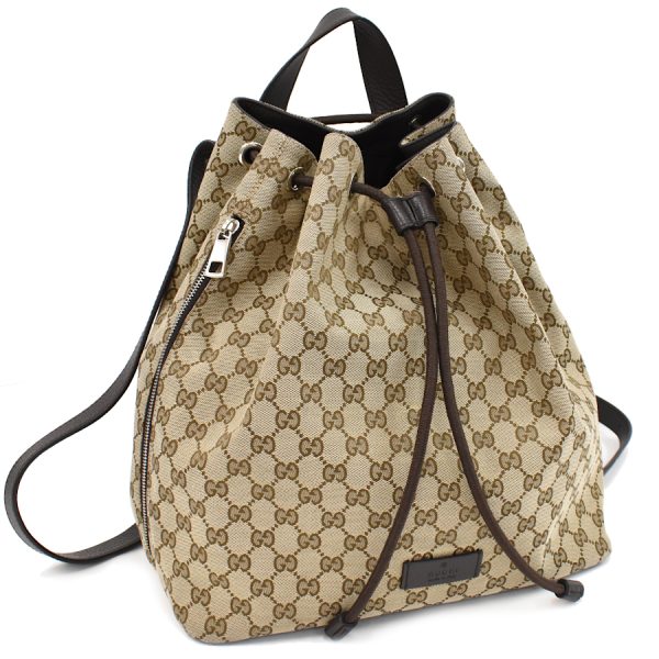 5000049884103076 1 Gucci Backpack Rucksack GG Canvas Leather Beige Brown