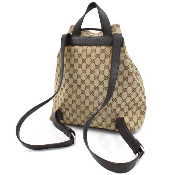 5000049884103076 4 Gucci Backpack Rucksack GG Canvas Leather Beige Brown