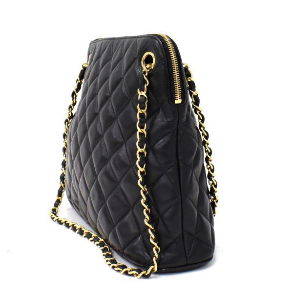 5000065884102216 2 Chanel Chain Shoulder Bag Matelasse Lambskin Leather Black Gold Hardware