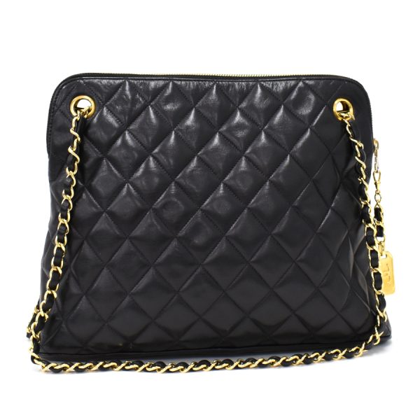 5000065884102216 3 Chanel Chain Shoulder Bag Matelasse Lambskin Leather Black Gold Hardware