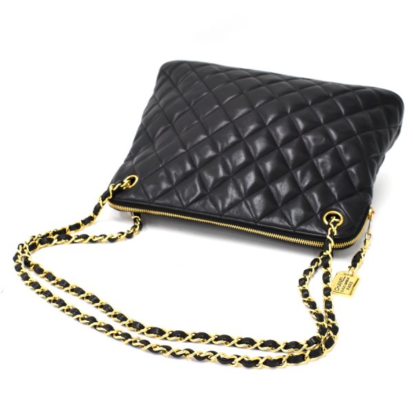 5000065884102216 7 Chanel Chain Shoulder Bag Matelasse Lambskin Leather Black Gold Hardware