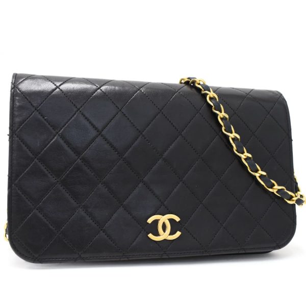 5000065884102292 1 Chanel Chain Shoulder Bag Matelasse Coco Mark Lambskin Leather Black Crossbody