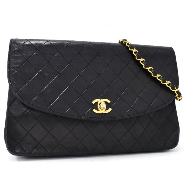 5000065884102303 1 Chanel Chain Shoulder Bag Matelasse Coco Mark Leather Black Gold Hardware