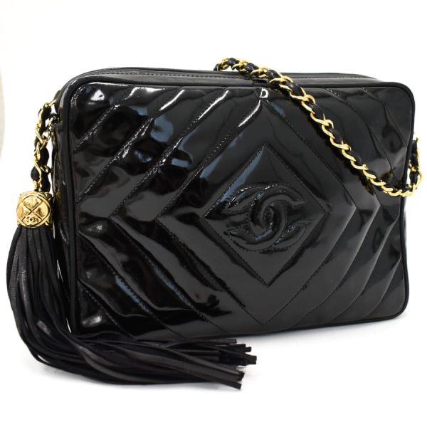 5000065884102351 1 Chanel Chain Shoulder Bag Matelasse Diamond Stitch Coco Mark Leather Black