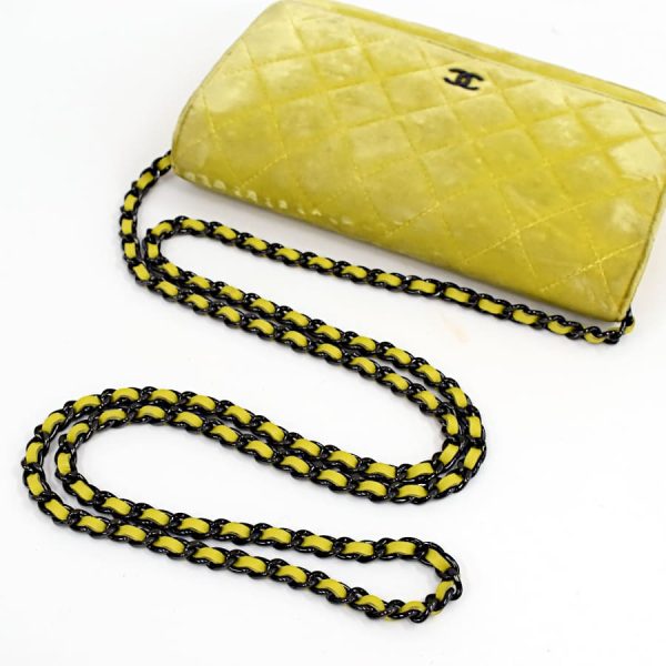 5000065884102383 8 Chanel Chain Shoulder Bag Wallet Mini Matelasse Coco Mark Velor Yellow