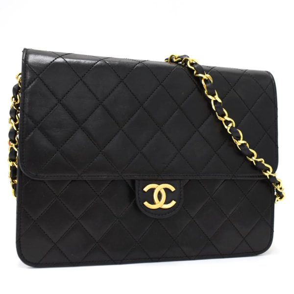 5000065884102390 1 Chanel Chain Shoulder Bag Matelasse Coco Mark Single Flap Leather Black