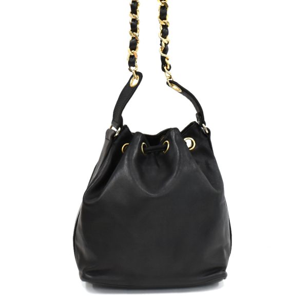 5000065884102444 3 Chanel Drawstring Chain Shoulder Bag Lambskin Leather Black Gold Hardware