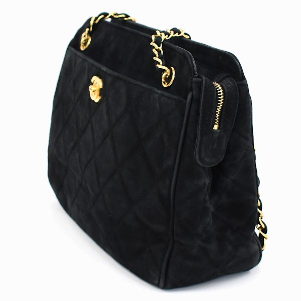 5000065884102453 2 Chanel Chain Shoulder Tote Bag Matelasse Suede Black Gold Hardware Coco Mark