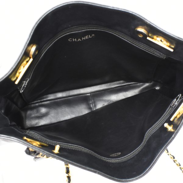 5000065884102495 8 Chanel Chain Shoulder Tote Bag Matelasse Leather Black Gold Hardware