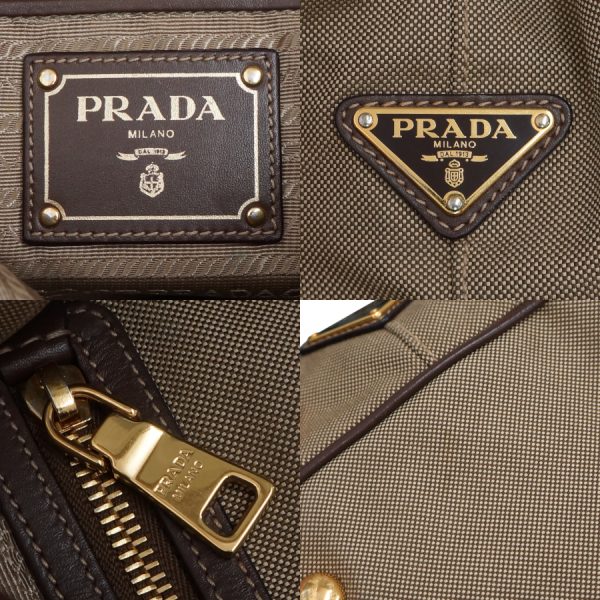 5000105884102893 9 Prada Logo Jacquard Ribbon 2way Bag Canvas