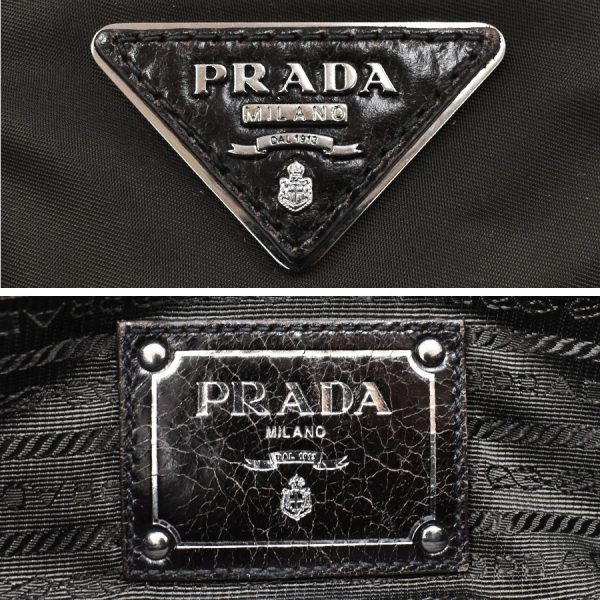 5000105884102894 9 Prada 2way Handbag Nylon Leather Dark Brown Triangle Logo