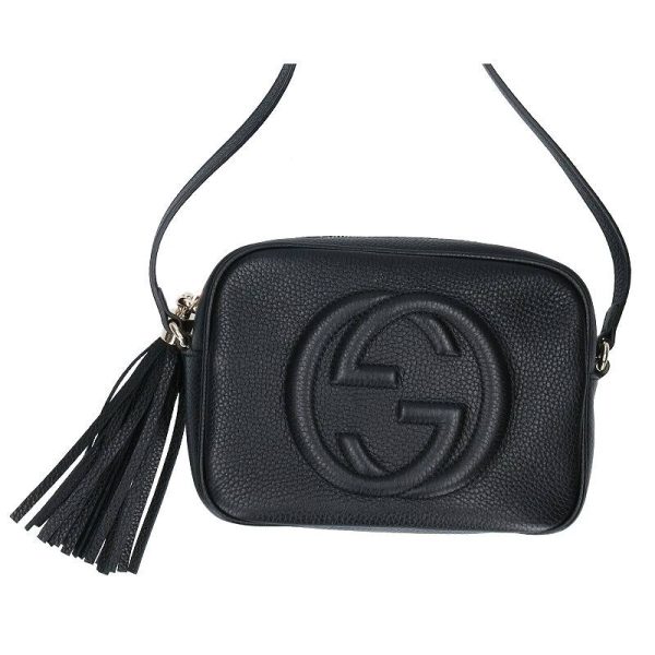 55052 201005 0216 1 Gucci Soho Tassel Leather Shoulder Bag Black Crossbody