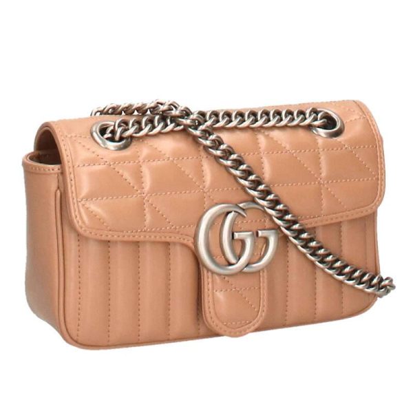 55052 231116 0018 1 Gucci GG Marmont Quilted Shoulder Bag Beige Silver