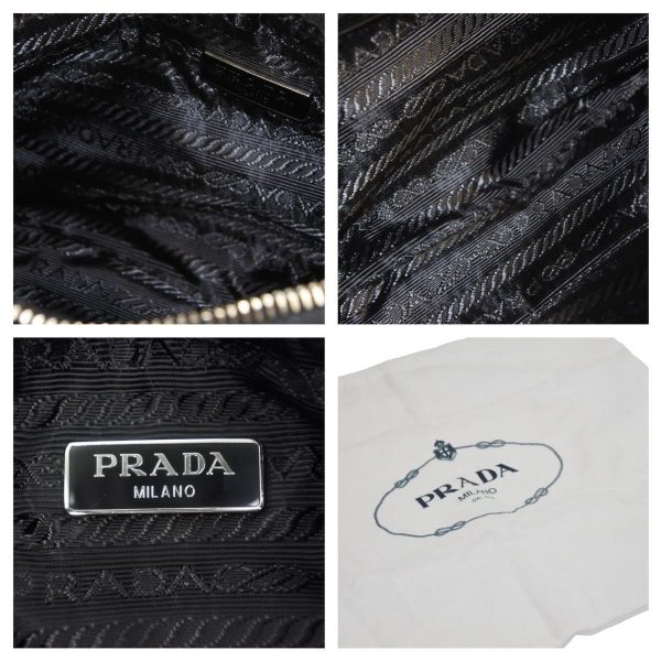 7 Prada Triangle Logo Plate Nylon Leather Black Silver