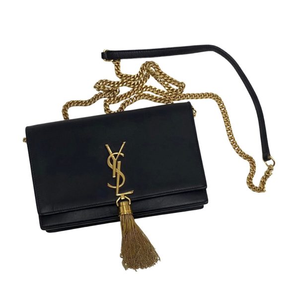 744f744 32416 1 Saint Laurent Paris YSL Logo Classic Kate Monogram Leather Shoulder Bag Navy