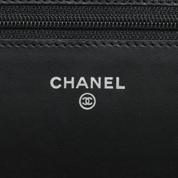 8 Chanel Caviar Leather Coco Timeless Chain Wallet Black