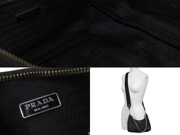 8 Prada Handbag Hobo Chignon Black Silver