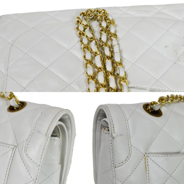 9 Chanel CC Matelasse Chain Shoulder Bag Leather White