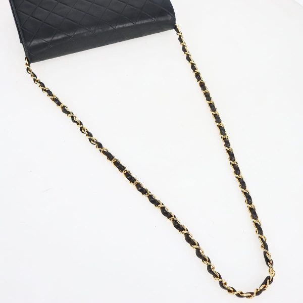 9 Chanel Matelasse Single Flap Chain Coco Mark Push Lock Black