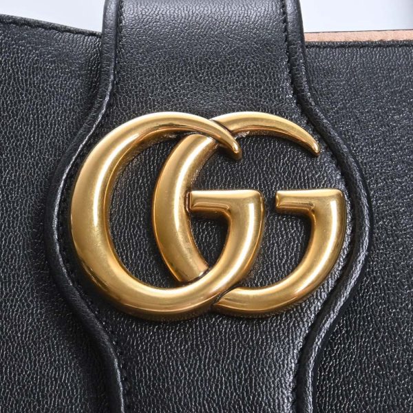 9 Gucci Leather Double G Small Tote Bag Black