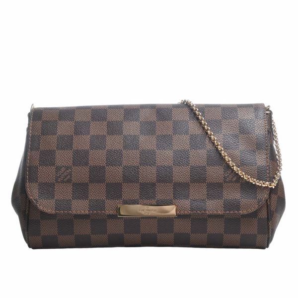 b5000022200003218 1 Louis Vuitton Damier Favorite 2way Chain Shoulder Bag PVC Brown