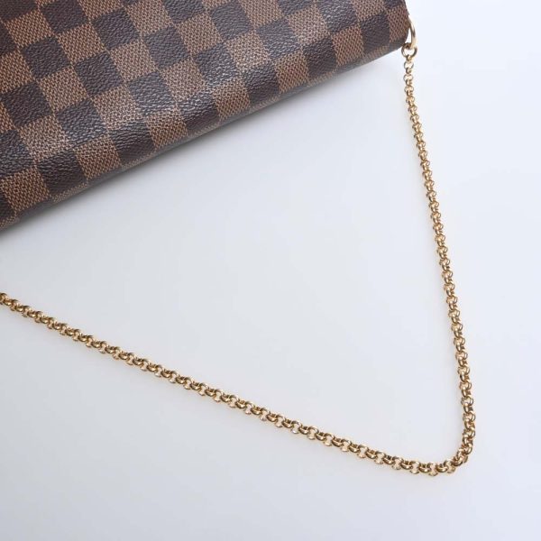 b5000022200003218 5 Louis Vuitton Damier Favorite 2way Chain Shoulder Bag PVC Brown