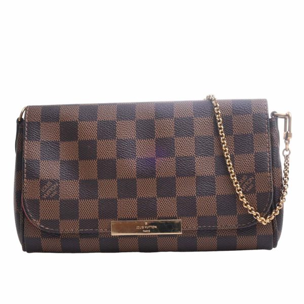 b5000257200002573 1 Louis Vuitton Damier Favorite PM Chain Shoulder Bag Brown