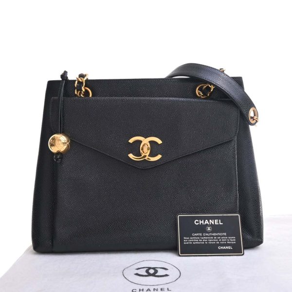 b5000459200000735 3 Chanel Caviar Skin Coco Mark Shoulder Bag Black