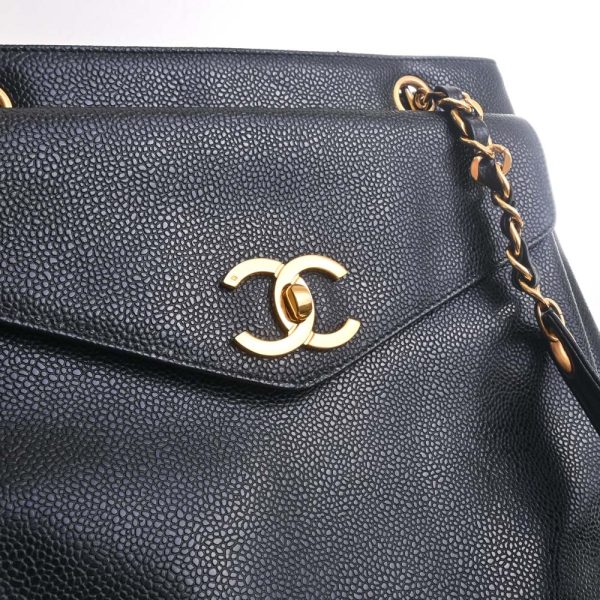 b5000459200000735 9 Chanel Caviar Skin Coco Mark Shoulder Bag Black