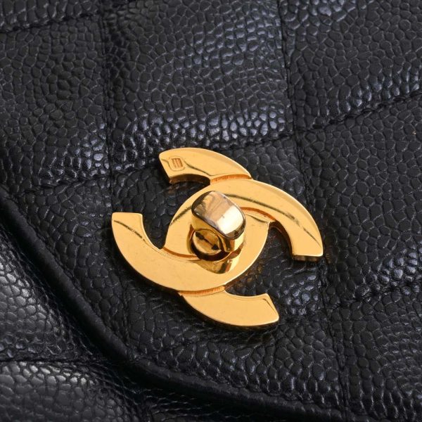 b5000459200000799 8 Chanel Caviar Skin Matelasse Coco Mark Chain Shoulder Bag Black