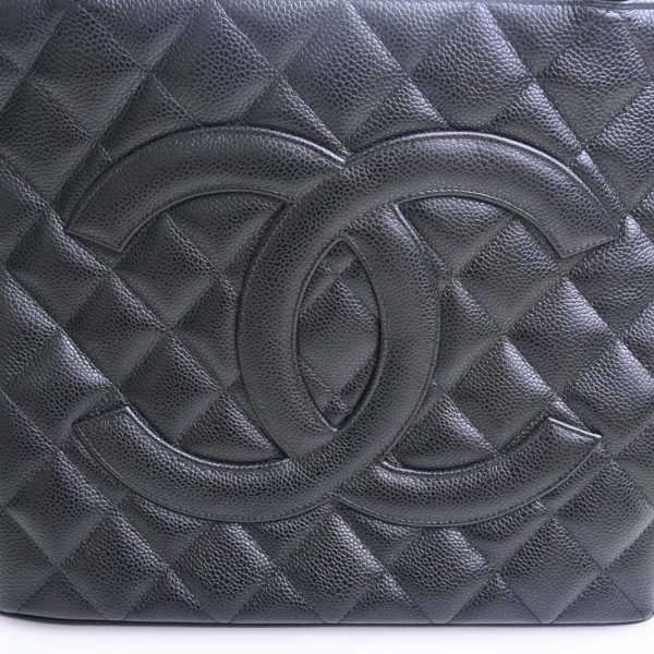 b5000460200000971 9 Chanel Caviar Skin Coco Mark Reproduction Tote Bag Black