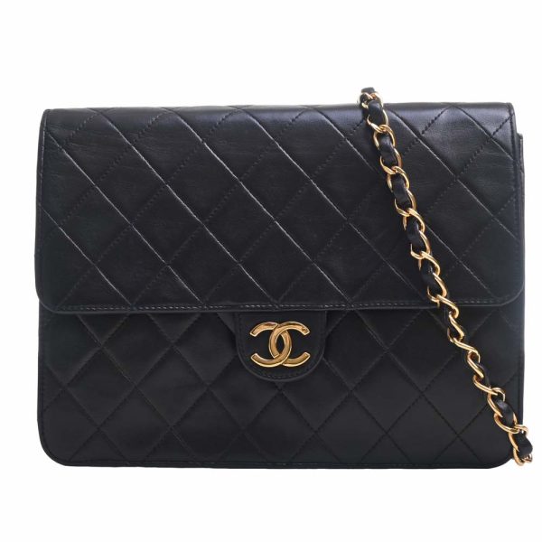 b5000545200005225 1 Chanel Leather Matelasse Coco Mark Chain Shoulder Bag Black