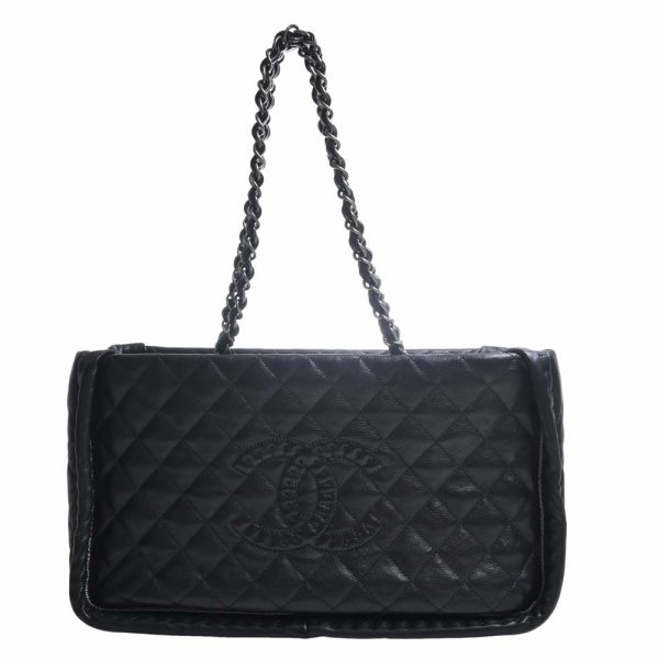 b5000547200000159 1 Chanel Leather Matelasse Coco Mark Chain Tote Bag Black