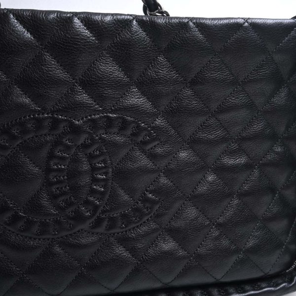 b5000547200000159 10 Chanel Leather Matelasse Coco Mark Chain Tote Bag Black