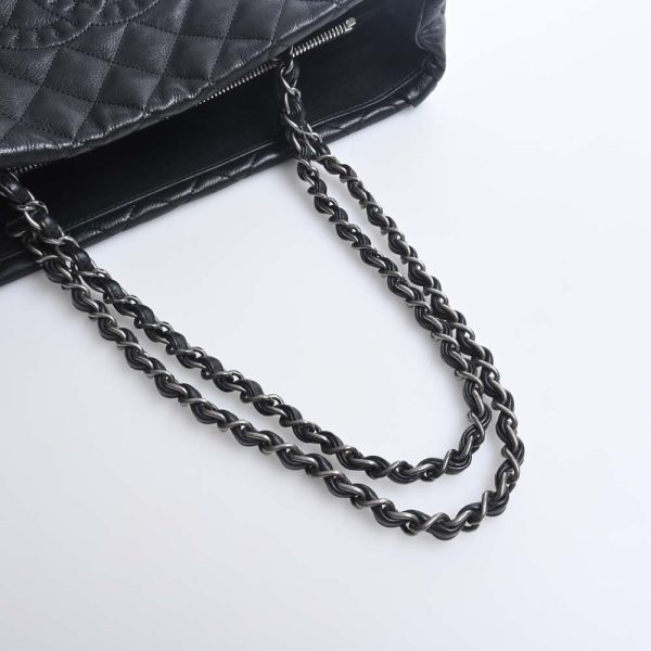 b5000547200000159 5 Chanel Leather Matelasse Coco Mark Chain Tote Bag Black