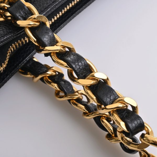 b5000590200003129 10 Chanel Caviar Skin Coco Mark Chain Shoulder Bag Black