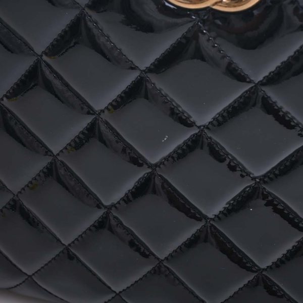 b5000599200000196 9 Chanel Patent Matelasse Coco Mark Chain Tote Bag Black