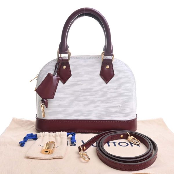 b5022423200000452 3 Louis Vuitton Epi Leather Alma BB 2way Handbag White Bordeaux