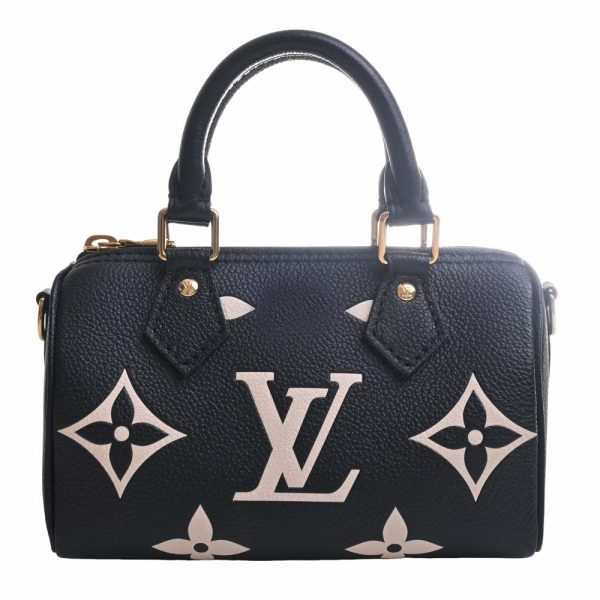 b5022484200001448 1 Louis Vuitton Empreinte Bicolor Nano Speedy 2way Handbag Black Leather