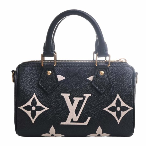 b5022484200001448 2 Louis Vuitton Empreinte Bicolor Nano Speedy 2way Handbag Black Leather