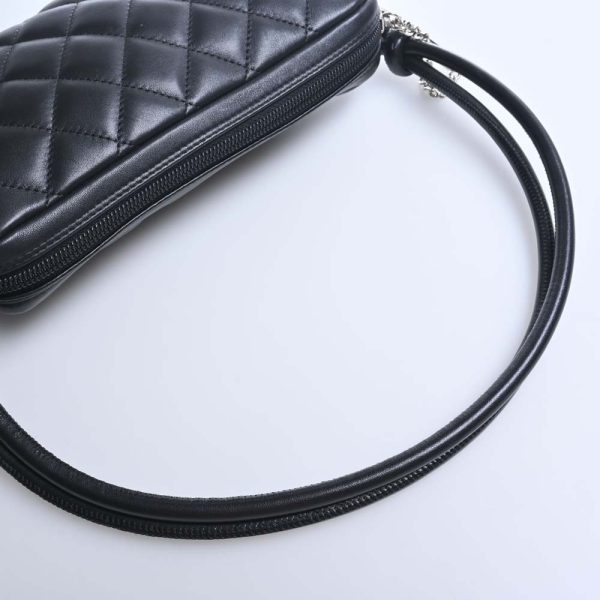 b5022750200000017 5 Chanel Leather Cambon Coco Mark Accessory Pouch Black