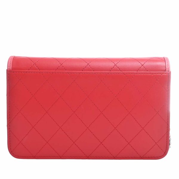 b5023911200001999 2 Chanel Leather Matelasse Coco Mark Chain Shoulder Long Wallet Red