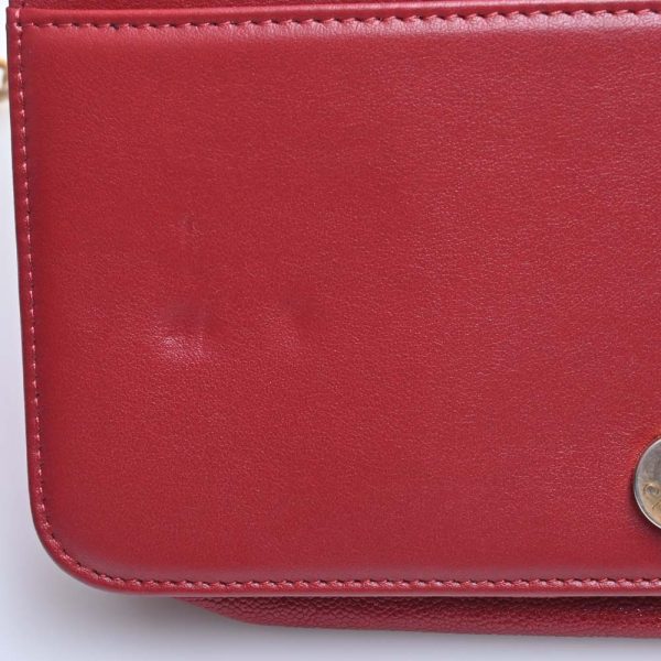 b5023920200001259 9 Chanel Caviar Skin Boy Coco Mark Chain Shoulder Long Wallet Red