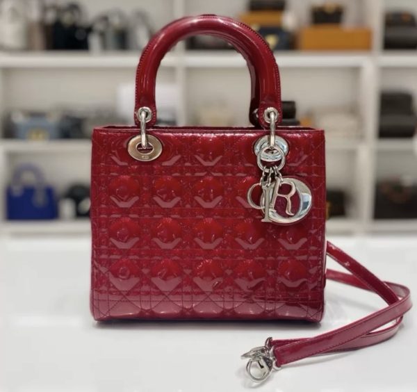 screenshot 70 Dior Red Cannage Patent Leather Medium Lady Dior Bag