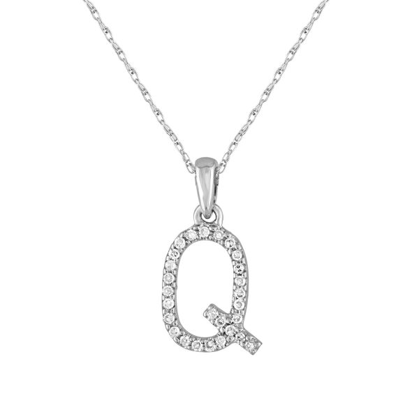 z109372 fv Diamond Initial Q Necklace in 14K White Gold