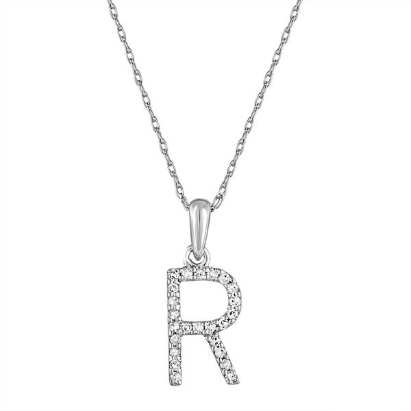 z109373 fv 76f49453 4565 436c b3f0 5bd1537f7956 Diamond Initial R Necklace in 14K White Gold